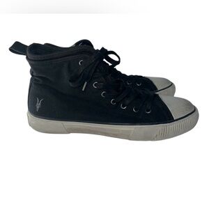 All Saints Unisex Black Rigg Stamp Canvas High Top Sneakers Trainers- Size EU 41